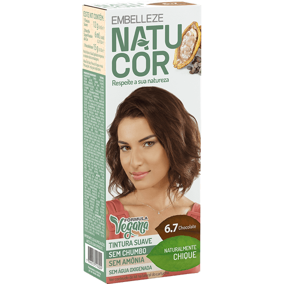 Tinta de Cabelo Natucor Naturalmente Chique Chocolate 6.7 KIT Completo KIT C