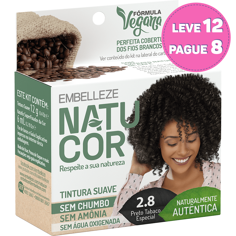 Tinta de Cabelo Natucor Naturalmente Autêntica Café Forte Preto Tabaco Especial 2.8 U