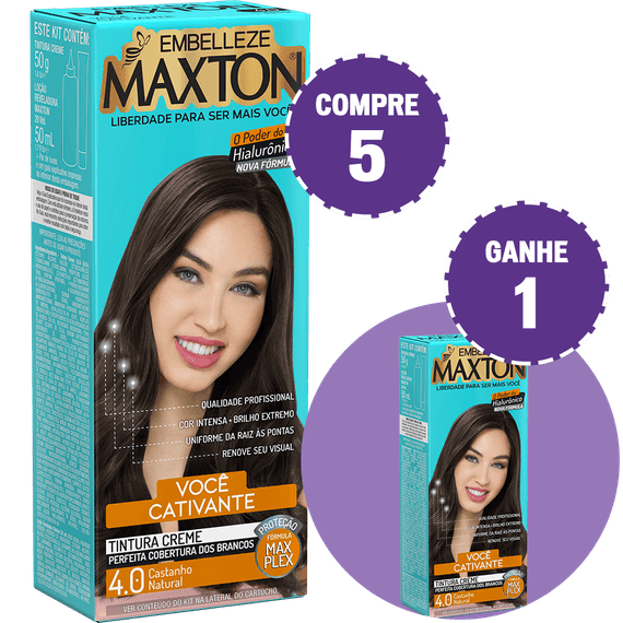 Kit Compre 5 Tinta De Cabelo Maxton Morena +Cativante Castanho 4.0 e Ganhe 1 KIT