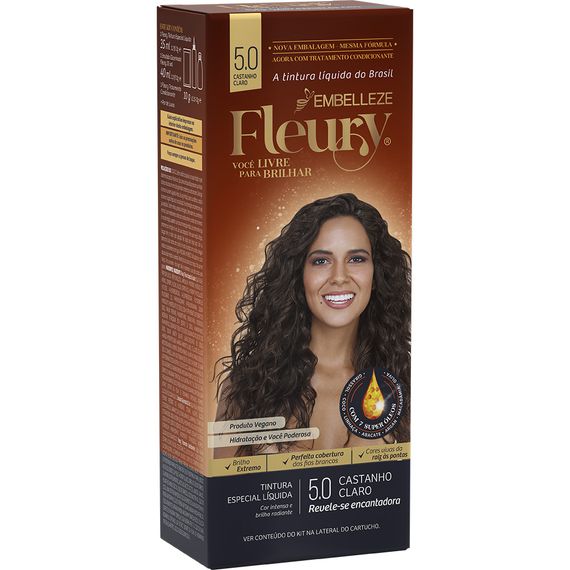 Tinta de Cabelo Fleury Castanho Claro 5.0 KIT