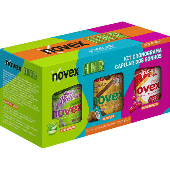 Kit HNR Cronograma Capilar dos Sonhos Novex Babosão + Coco + Cicatrização