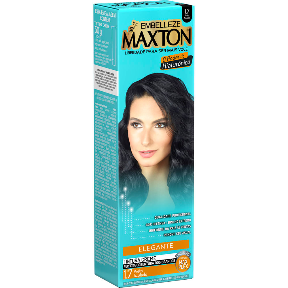 Maxton  (0) Clique e veja! Tinta de Cabelo Maxton Individual Você Mais Elegante Preto Azulado 1.7 50G