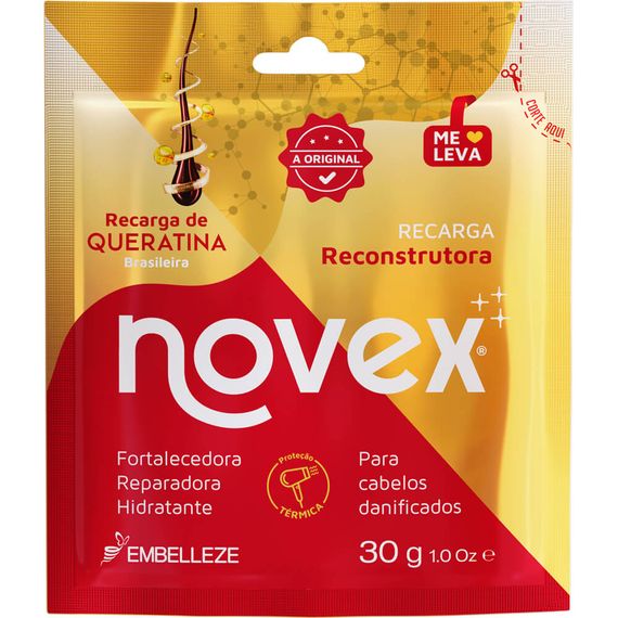 Tratamento de Choque Novex Recarga de Queratina Brasileira Sachê 30G