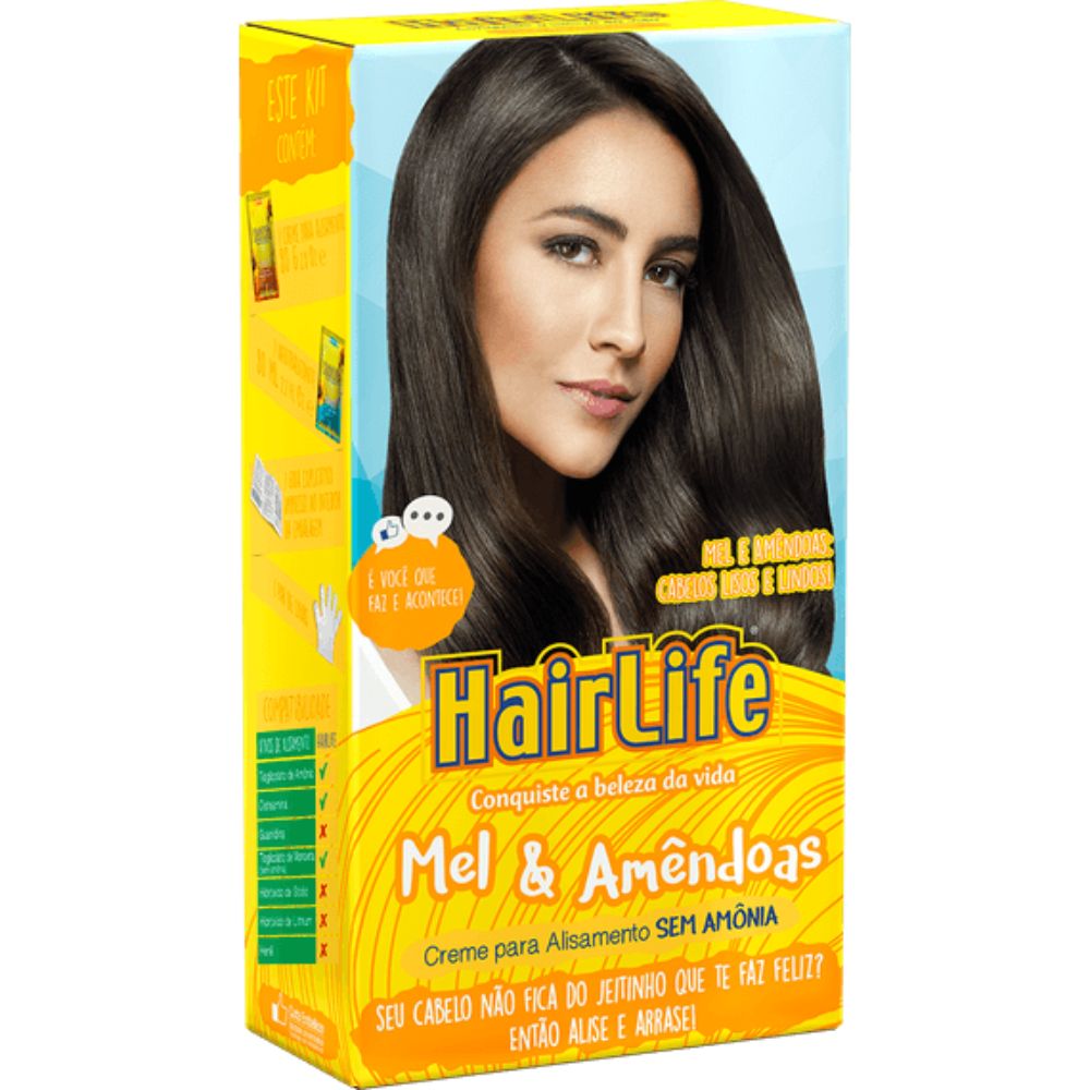 Creme Alisante HairLife Mel & Amêndoas KIT