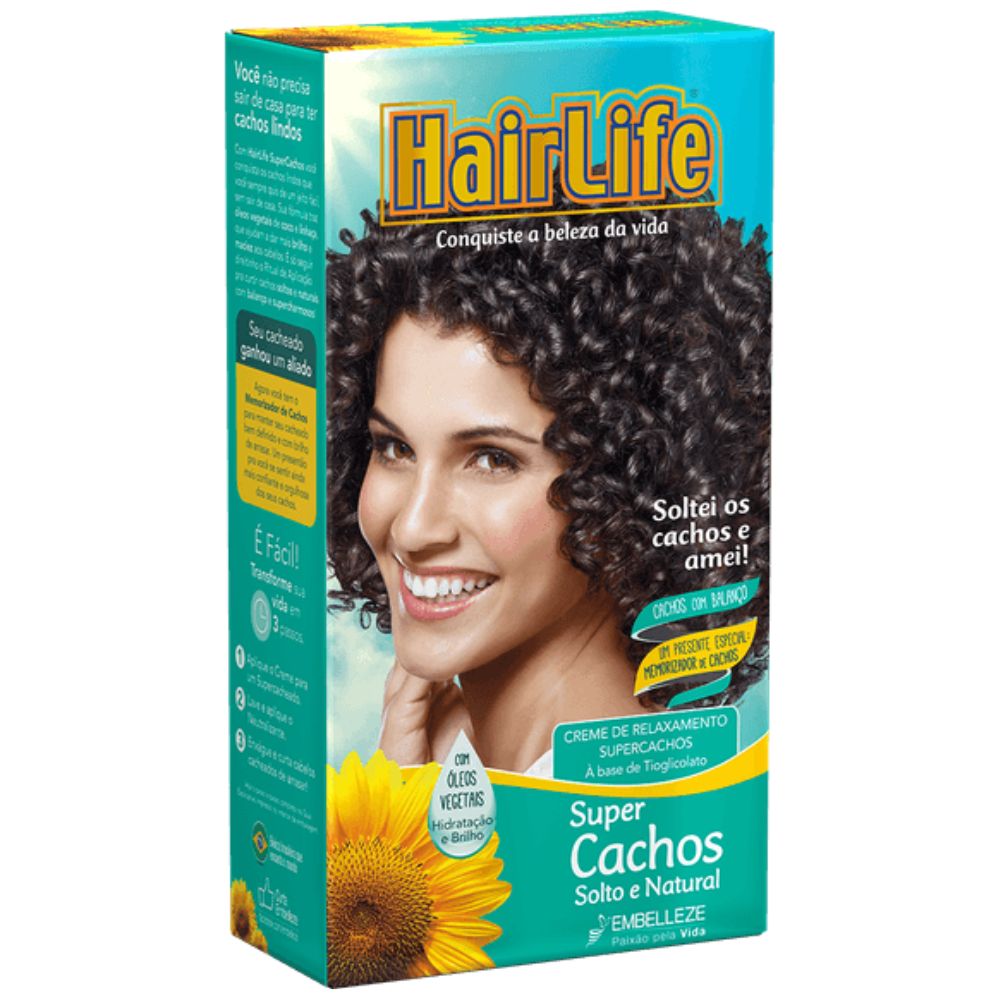 Creme Relaxante HairLife Super Cachos Solto e Natural KIT