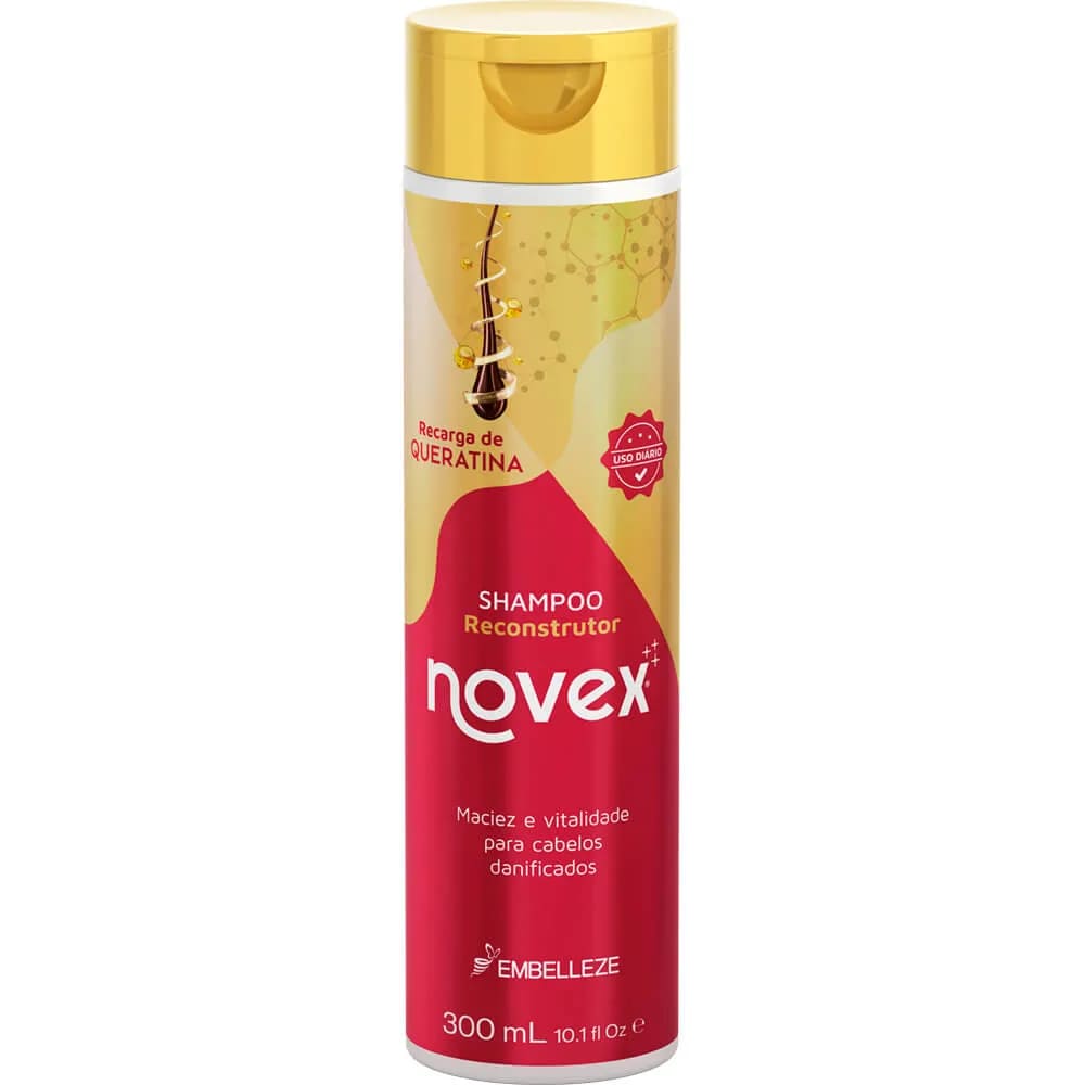 Shampoo Novex Hidratante Regenerador Recarga de Queratina Brasileira 300ML