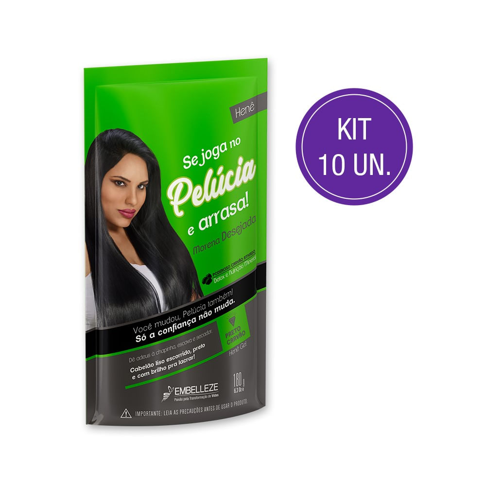 Kit com 10 Henês Pelúcia Morena Desejada Pouch KIT