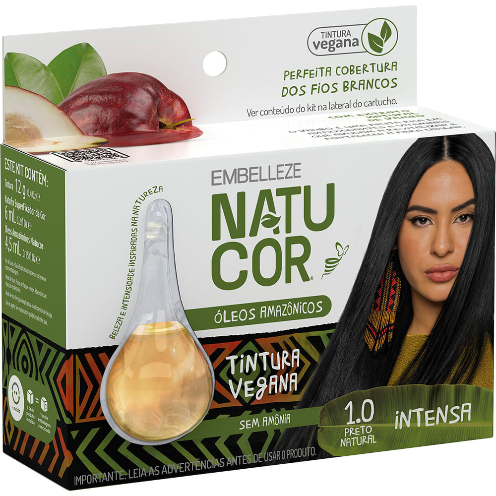 Tinta de Cabelo Natucor Óleos Amazônicos preto Natural 1.0 | Transforme ...